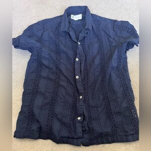 Aeropostale Navy Eyelet Short Sleeve Top